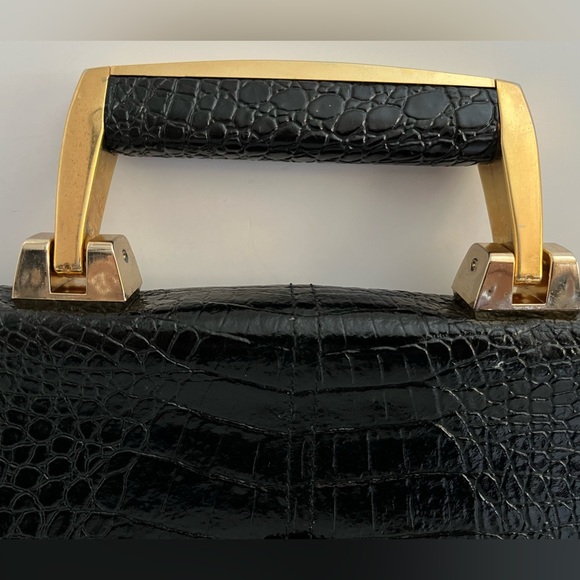 Vintage Genuine Reptile Embossed Patent Leather Small Briefcase/Shoulder Bag - Picture 13 of 16